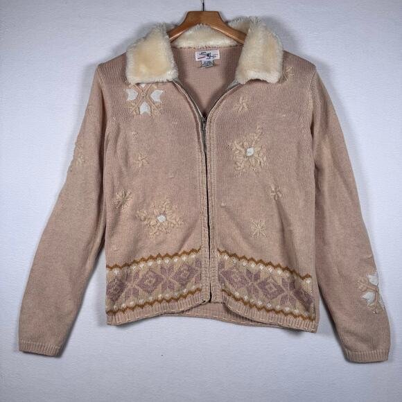 VTG 90s SML Sport Women's Knit Cardigan Sweater Granny Cottagecore Y2K Retro M - Picture 1 of 6